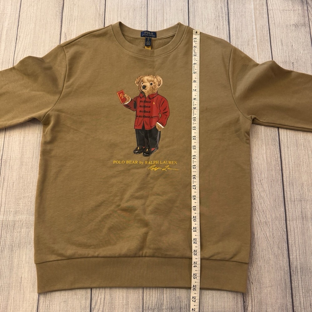 Polo by Ralph Lauren Kids Polo Bear Crewneck Sweatshirt - Olive with Red Bear - Picture 5 of 7